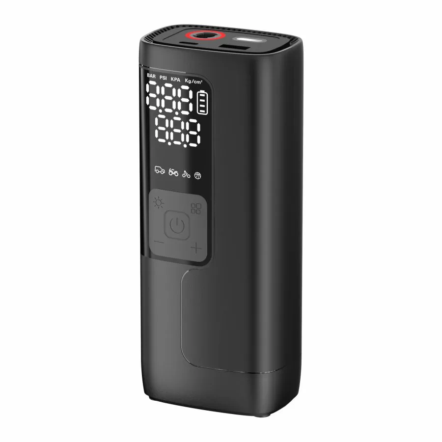Dark gray inflator showing ventilation holes to dissipate heat