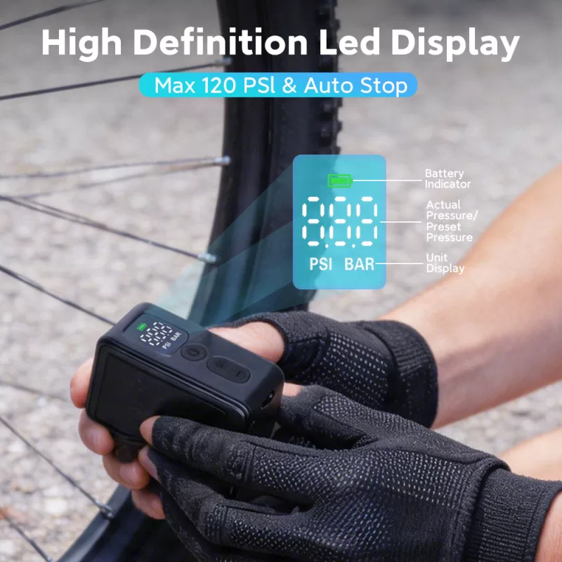 BL09 mini bike pump LED pressure display with auto-stop function