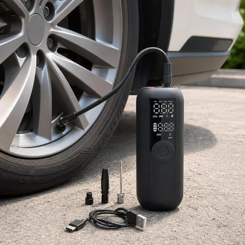 LP1 electric tire inflator with digital gauge display