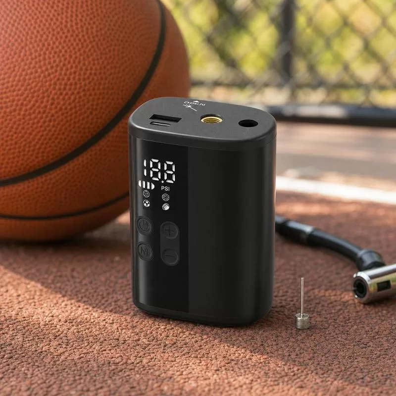 P101 ball pump charging a smartphone via power-bank output